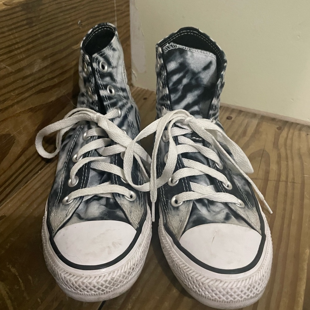 Converse Black/Blue and White Tie Dye High-Tops